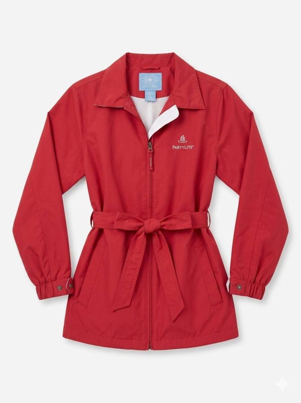 💜PartyLite Red Lightweight Belted Trench Windbreaker Jacket Medium